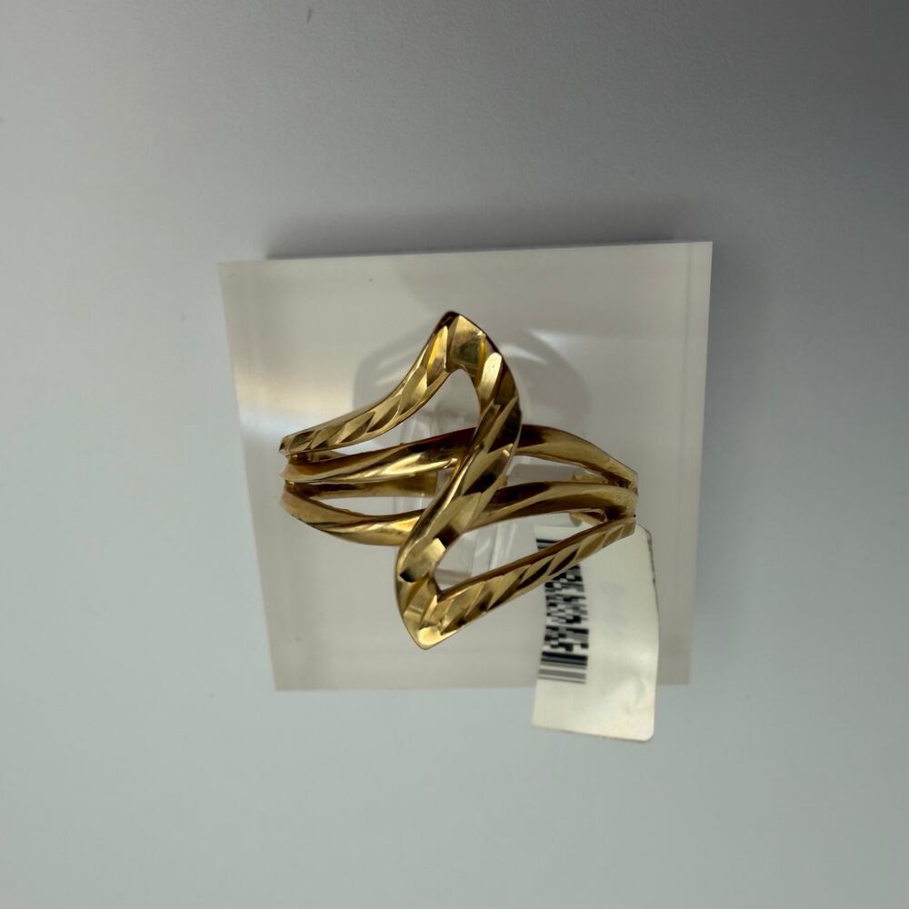 Vintage 10K Yellow Gold Multi Strand Bypass Diamond Cut Statement Ring Size 8